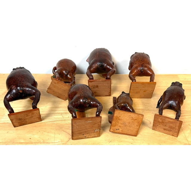 Mid-20th C. Mexican Hand-Carved Seven-Piece Frog Orchestra, with Carlos Campos For Sale - Image 13 of 18