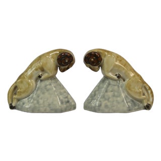 Art Deco Bookends by Camille Tharaud for Limoges, 1930s, Set of 2 For Sale