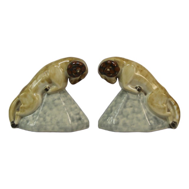 Art Deco Bookends by Camille Tharaud for Limoges, 1930s, Set of 2 For Sale