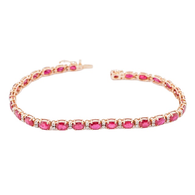 Natural ruby 9.75cts & diamond 0.43cts bracelet in 18k gold For Sale - Image 10 of 18