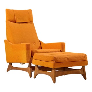 Adrian Pearsall Style Kroehler Mid Century Lounge Chair and Ottoman For Sale