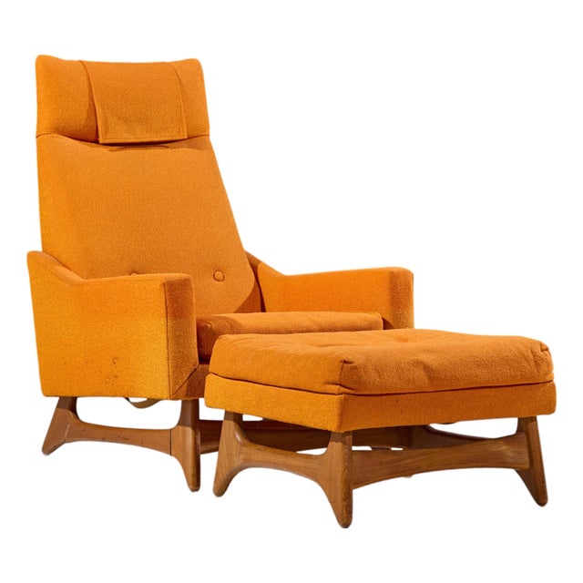 Adrian Pearsall Style Kroehler Mid Century Lounge Chair and Ottoman For Sale
