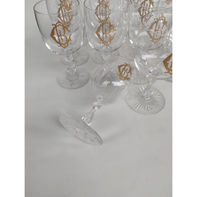 Large Crystal Glasses from Saint Louis, Early 20th Century, Set of 14 For Sale - Image 6 of 7