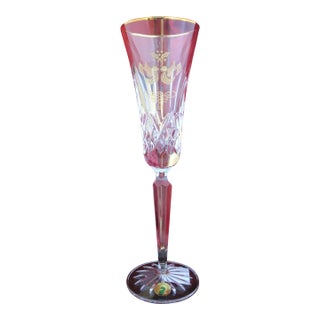 Waterford Crystal Lismore 12 Days of Christmas 2 Turtle Doves Gold Champagne Flute For Sale