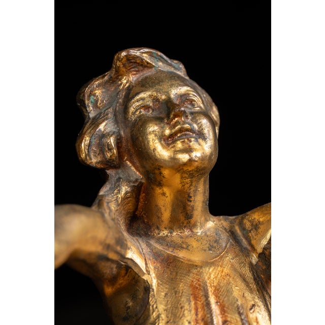 Brass 1910s The Good Fairy | Brass McCutcheon Statuette; Signed, Dated For Sale - Image 8 of 11