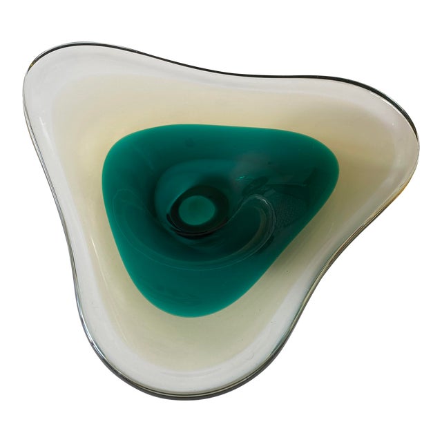 Mid-Century Biomorphic Abstract Modern Erickson Glass Bowl Sommerso For Sale