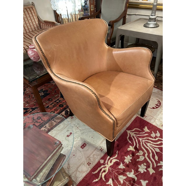 Tan Leather Club Chairs -a Pair For Sale - Image 8 of 15