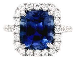 Alexander Beverly Hills Gia 4.46ct Cushion Ceylon Sapphire & Diamond Ring 18k, Size 6.5