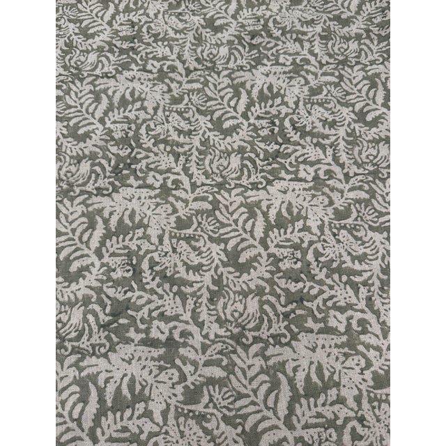 Zak + Fox Mareel Hand Blocked Fabric Linen 1 1/2 Yards For Sale In Raleigh - Image 6 of 7