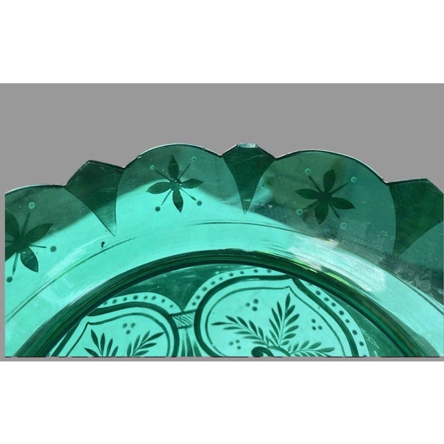Pair Antique Victorian 14" Emerald Green & Gilt Art Glass Mantle Lusters With Prisms For Sale - Image 9 of 12