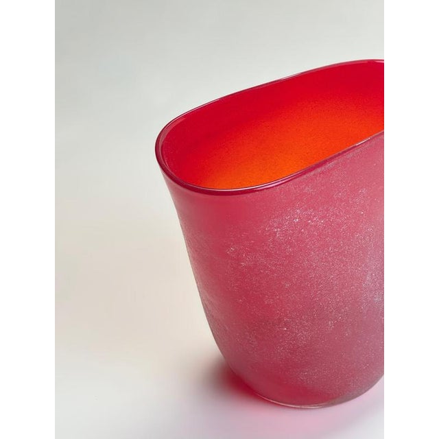 Orange Italian Red Glass Vase from Studio Scavo, 1990s For Sale - Image 8 of 10