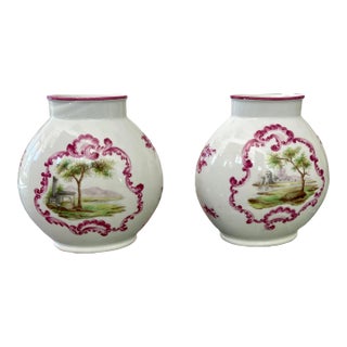 French Porcelain Oval Vases - a Pair For Sale