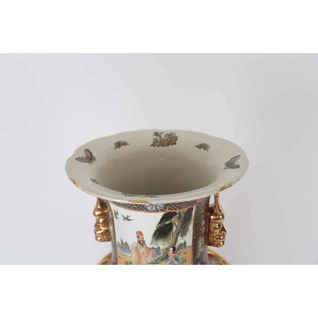 Gold Large Vintage Chinese Canton Vase For Sale - Image 8 of 13