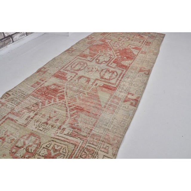 1950s Bold Medallion Wabi-Sabi Turkish Runner For Sale - Image 4 of 10
