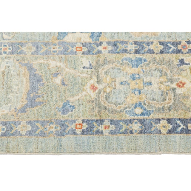Modern Sultanabad Hand-Knotted Wool Area Rug – Soft Muted Blue & Sage 8 X 11 For Sale - Image 11 of 11