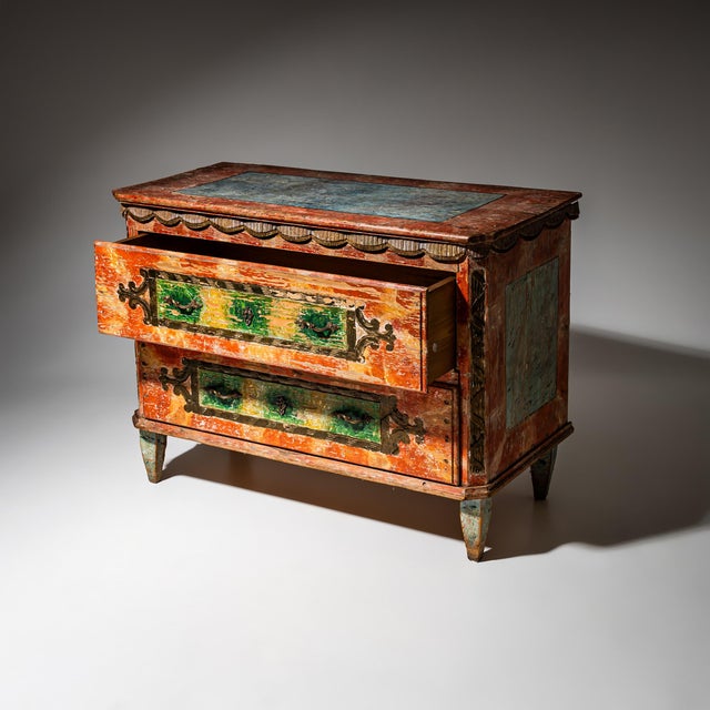 Red-Painted Commode from Irschenberg, Southern Germany, 19th Century For Sale - Image 6 of 10