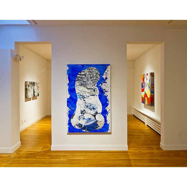 "Ballast Blue" by Michael DesRosiers Abstract Mixed-Media on MDF Panel (2022) For Sale - Image 13 of 16