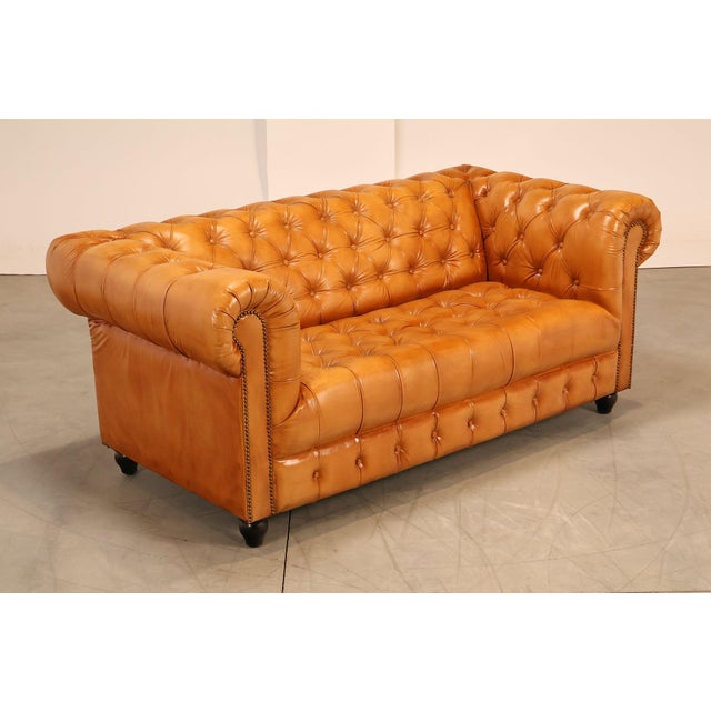 High Quality Leather Chesterfield Style Sofa With A Traditional English Silhouette. This Sofa Is Approximately Six Feet,...