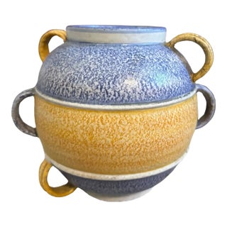1930s Art Deco Futurist Polychrome Ceramic Italian Vase Manufactured in Albisola For Sale