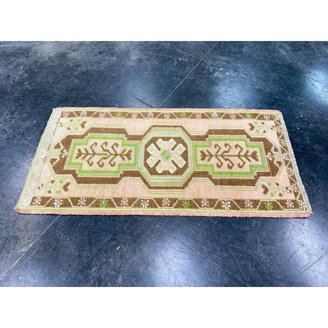 Turkish Mini Rug Oriental Hand Knotted Vintage Rug 1'9" x 3'5" #17736 For Sale - Image 4 of 8