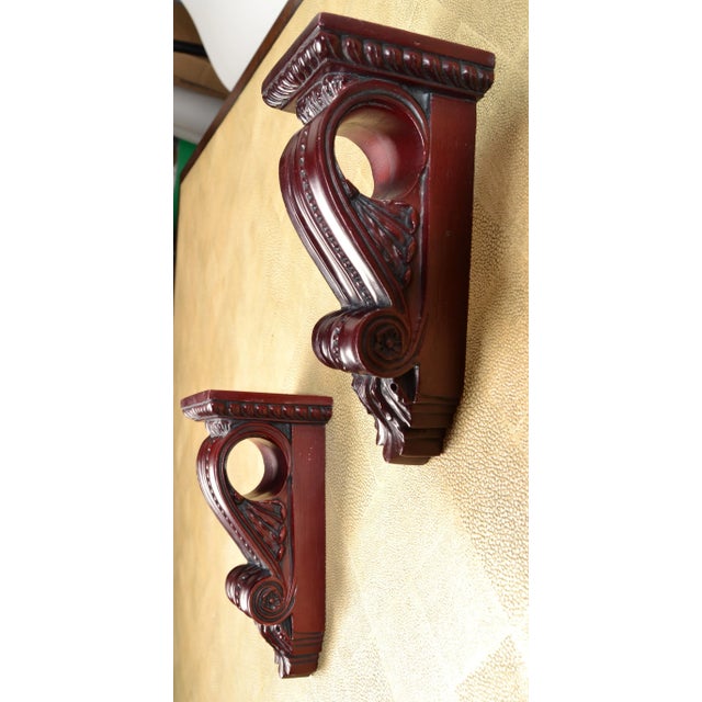 Wood Set of 3 Raymond Enkelboll Style Hand-Carved Walnut Acanthus Scroll Corbel Wall Brackets, 1990s For Sale - Image 7 of 12