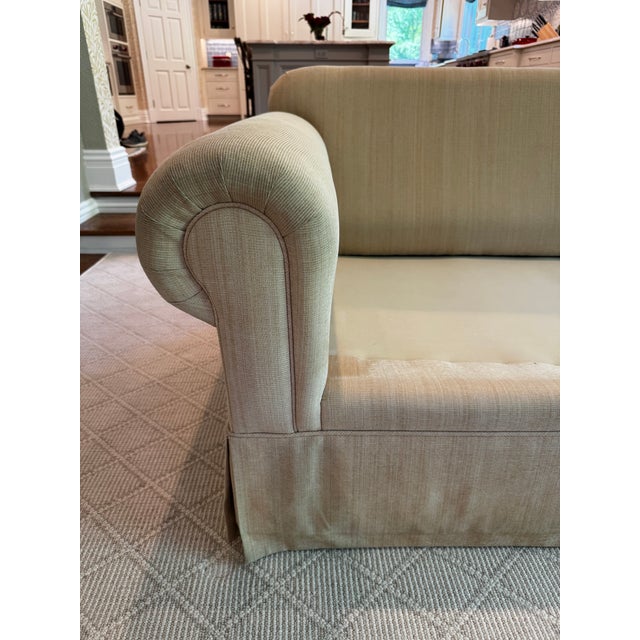 Tan Custom Classic Sofa of Ny English Roll Arm Skirted Sofa For Sale - Image 8 of 11