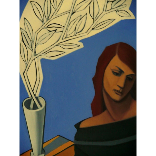 2010s Paul Rossi Seated Figure in Geometric Space. Contemporary Figurative Oil Painting 2018 For Sale - Image 5 of 6