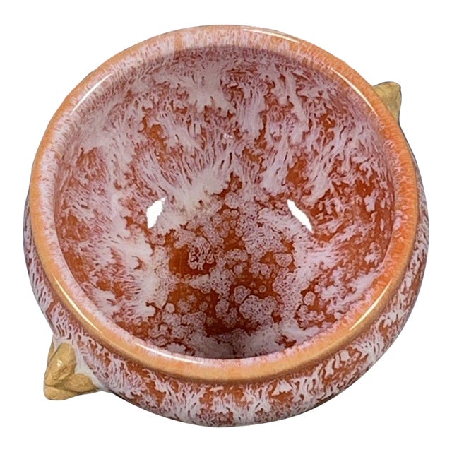 Vintage Flambé Glazed Porcelain Teacup – Double Beast-Head Handles For Sale