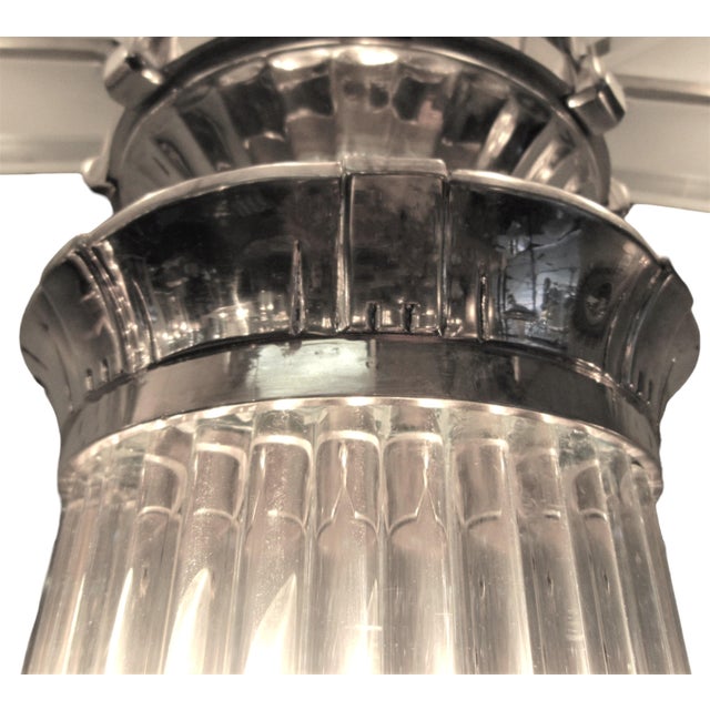 Mid 20th Century Petitot Monumental 53" Ht Pair of French Modernist Sconces Glass Rod & Nickel Bronze For Sale - Image 13 of 16