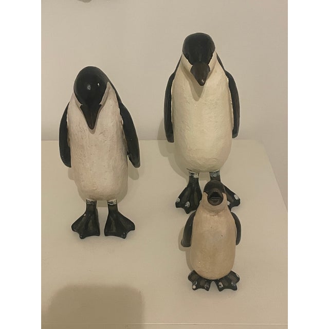 1990s 3 Solid Plaster Penguin Family Decoration Wildlife Art Deco For Sale In New York - Image 6 of 7