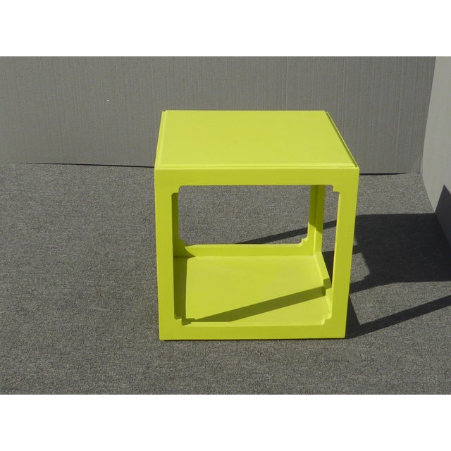 Vintage Contemporary Style Square Lime Green Plastic Side Table Chairish