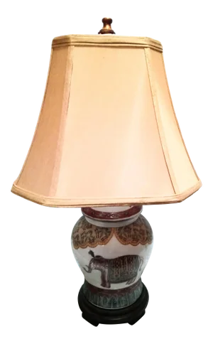 Vintage Frederick Cooper Style Ceramic Small Elephant Ginger Jar Table Lamp