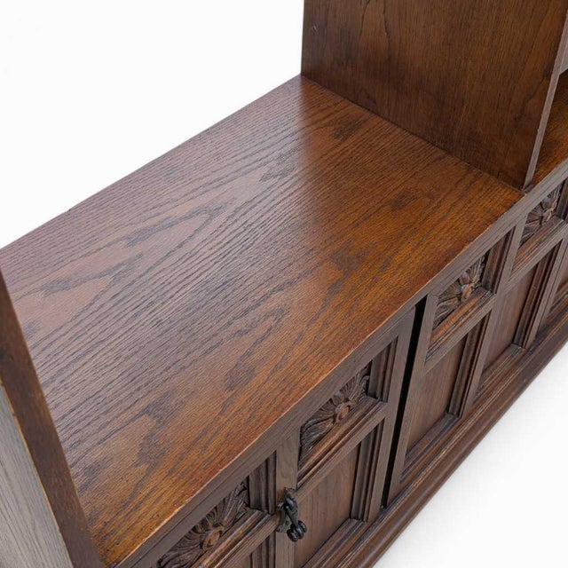 Wood Vintage Freestanding Wall Unit – Wooden Room Divider, Storage Shelf, Antique Display Cabinet, Multi-Function Bookcase For Sale - Image 7 of 18
