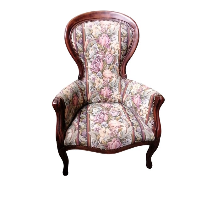 1950s Baroque Armchairs in Floral Fabric, 1950s, Set of 2 For Sale - Image 5 of 14
