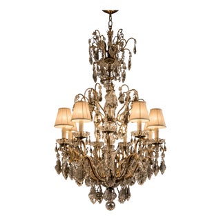 19th Century French Cut Crystal 16 Light Chandelier, 1890s For Sale
