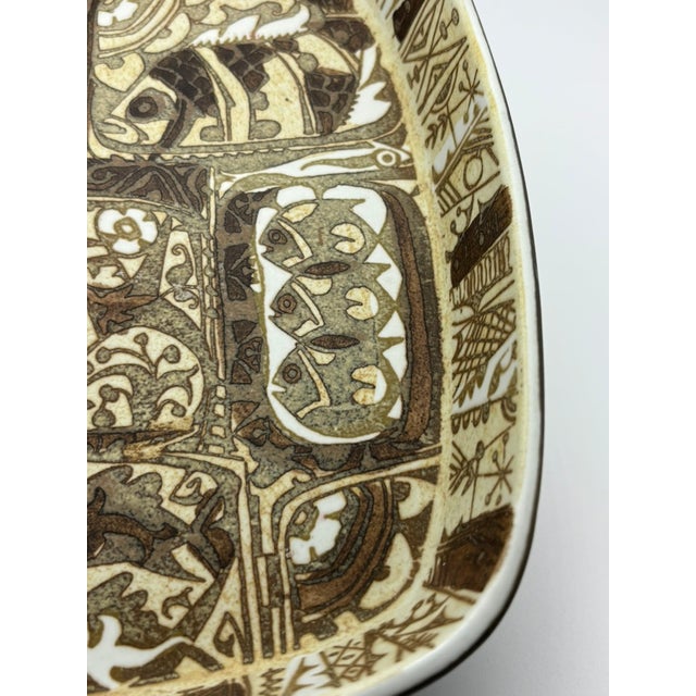 Nils Thorsson Vintage Nils Thorsson Royal Copenhagen Faience Baca Series Shallow Dish For Sale - Image 4 of 18