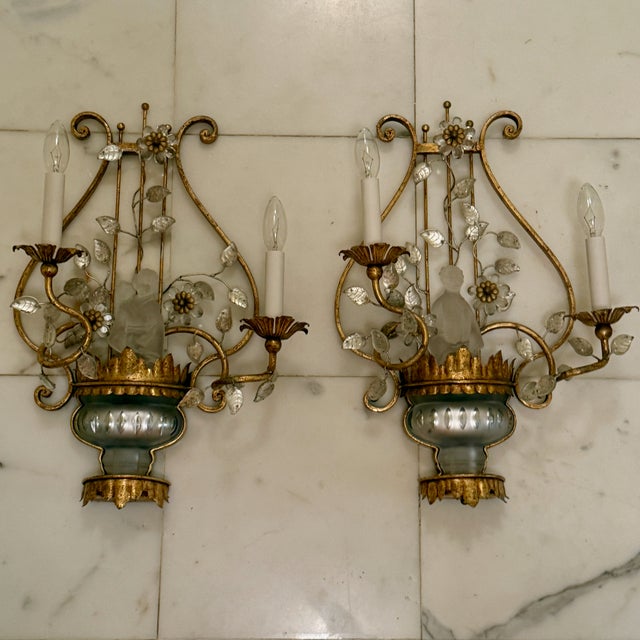 Metal Pair of Banci Florence Harp Sconces For Sale - Image 7 of 16