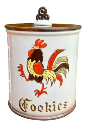 Circa 1950 Metlox Pottery Poppytrail Red Rooster Cookie Jar
