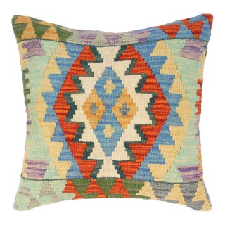 Bohemian Turkish Coralie Hand Woven Kilim Throw Pillow For Sale