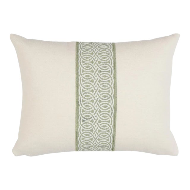 Schumacher Infinito Indoor/Outdoor Pillow in Sage For Sale
