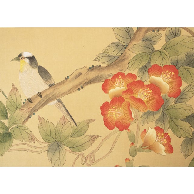C. 1980s Maitland Smith, Painted Folding Screen "Magnolia and Sparrows" For Sale In Dallas - Image 6 of 18