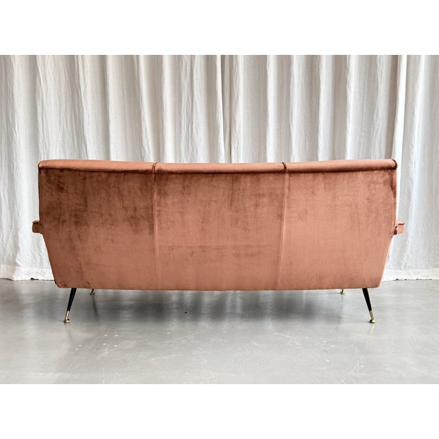 Mid-Century Modern Velvet Three-Seater Sofa by Marco Zanuso for Arflex, Italy, 1950s For Sale - Image 6 of 18