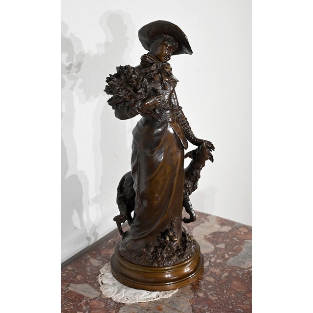Nice and large bronze print with brown patina on a rotating base, signed Adrien Gaudez (1845-1902). Adrien-Etienne Gaudez...