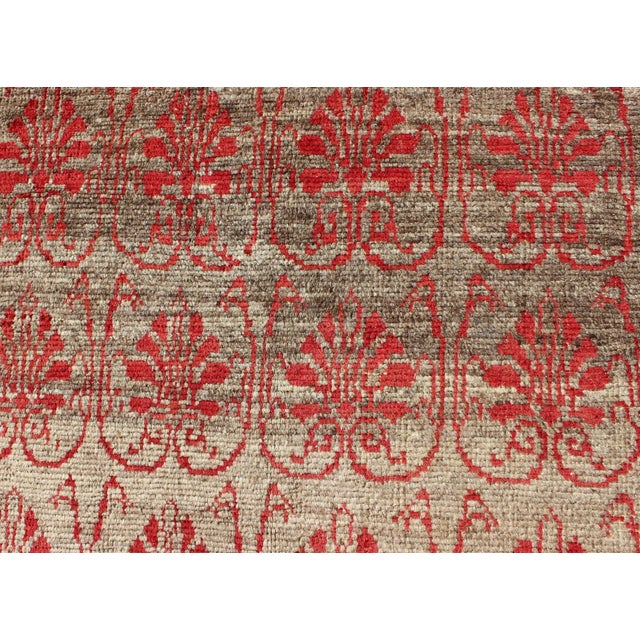 Mid 20th Century Vintage Turkish Tulu Carpet With Repeating Red Boteh & Light Green Field For Sale - Image 5 of 8