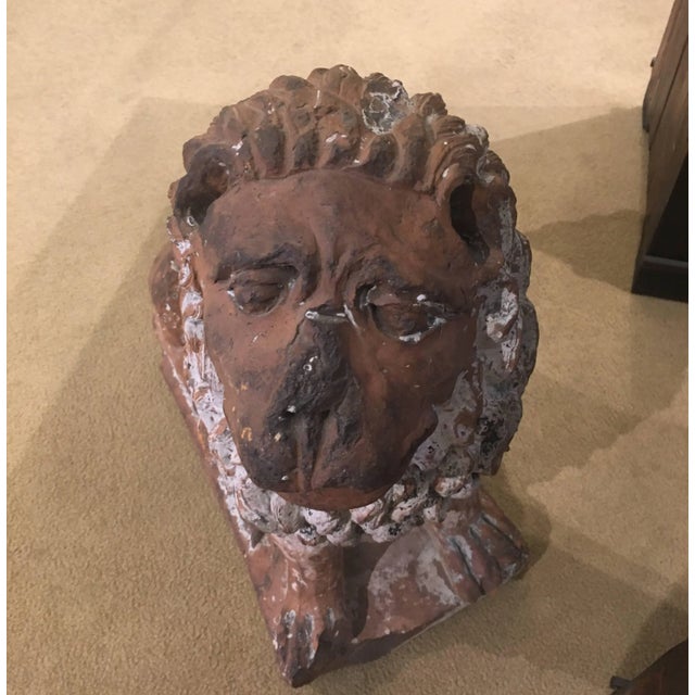 1950s Italian Terracotta Painted Lion For Sale - Image 5 of 6