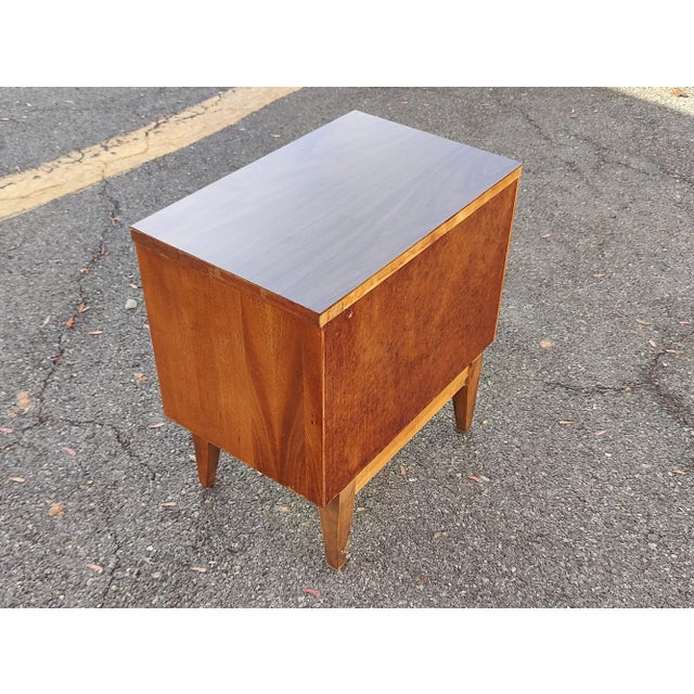 Wood Mid 20th Century Mid Century Modern Vintage Walnut Nightstand For Sale - Image 7 of 10