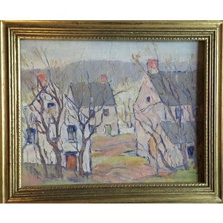 1930s East Hampton, New York Winter Scene Oil Painting on Board by James Moore Preston For Sale