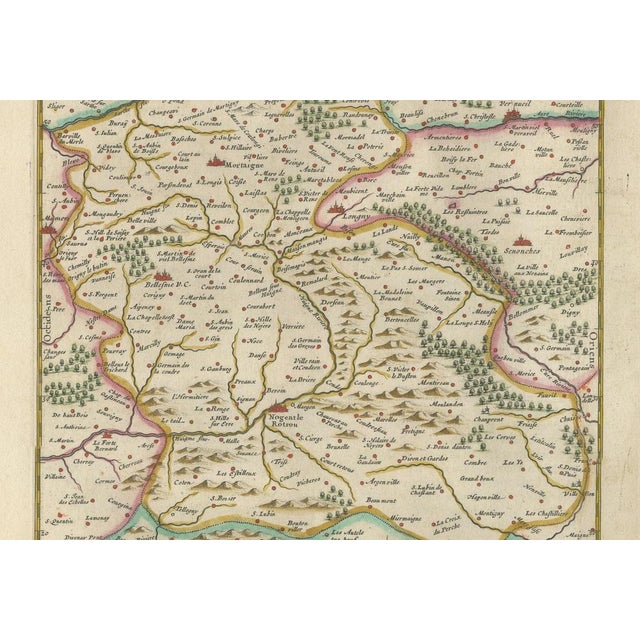 Paper Antique Double Map of Perche, Blois, Orléans and Tours from Blaeu, 1642 For Sale - Image 7 of 10