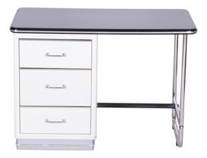 Bauhaus Writing Desk in Steel and Glass, 1940s
