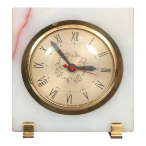 Sessions Mantel Clock in Marble & Brass